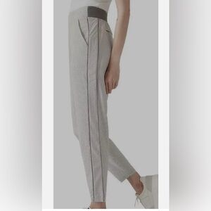 Athleta Brooklyn Pinstripe Dress Pants - White & Gray Sz 4